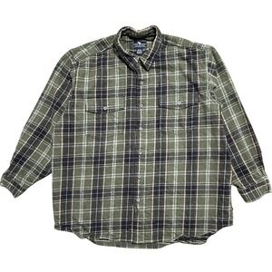 Moose Creek Shirt Mens 2XL Green Black Flannel Plaid Button Up Long Sleeve